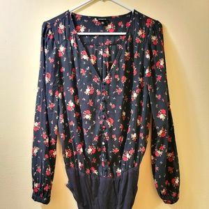 LongSleeve/FloralBodysuit/ButtonCrotch/Linen/Lightweight/Torrid